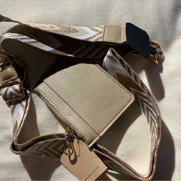 Tan and Brown Chevron Strap with Card Holder - Picture 3 of 7